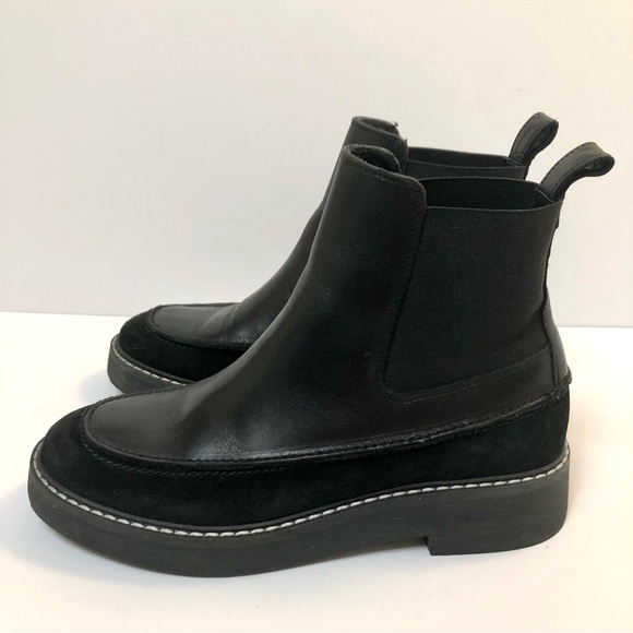 & Other Stories Black Leather Suede Chelsea Platform Pull-on Boots EU 37 - Picture 14 of 14